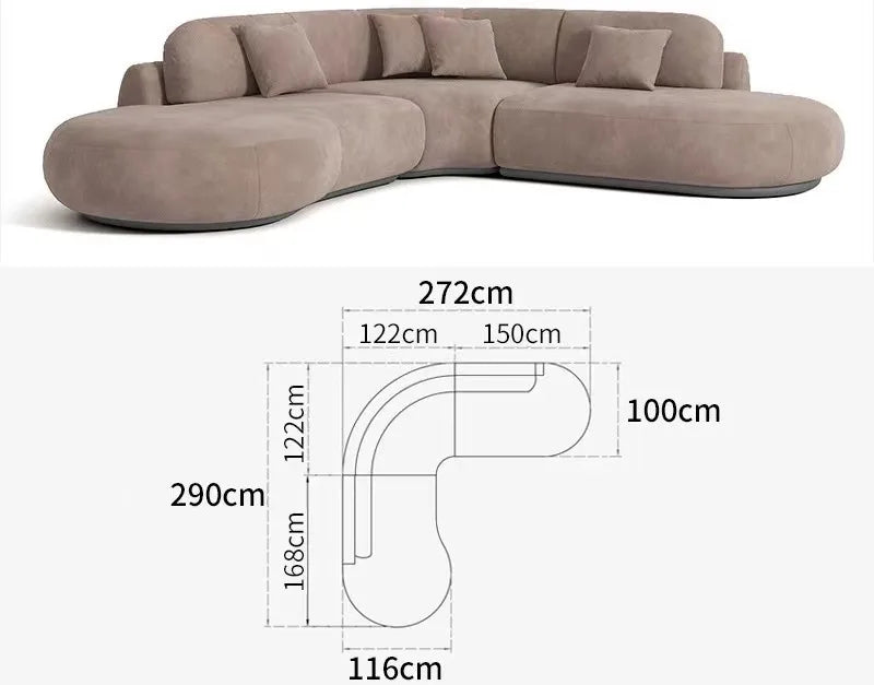 Italian U Shape Technology Fabric Sofa Online Celebrity Living Room Special Shaped Corner Combination Sofa Divano Furniture