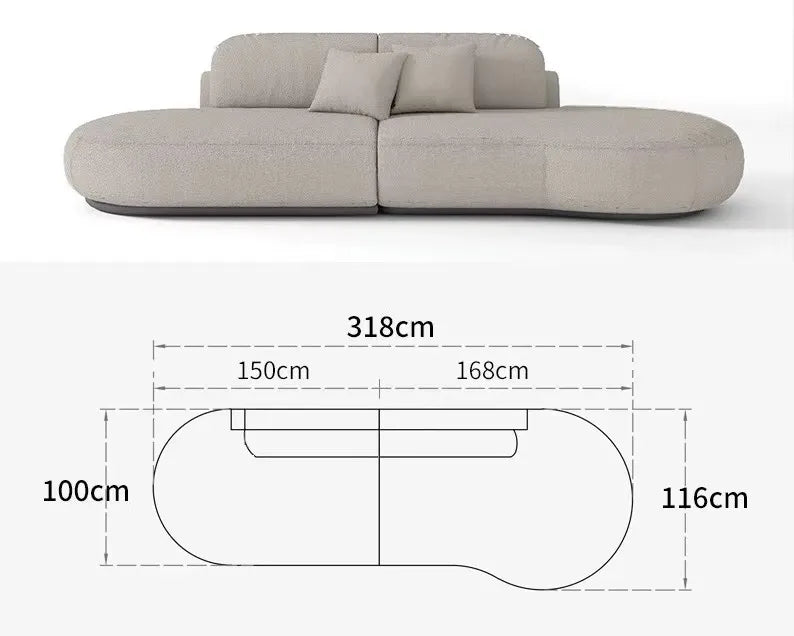 Italian U Shape Technology Fabric Sofa Online Celebrity Living Room Special Shaped Corner Combination Sofa Divano Furniture