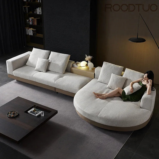 Italian Couch  For Living Room Minimalist Cotton And Linen Fabric Sectional Sofa Large Flat Floor Designer Living Room Sofas