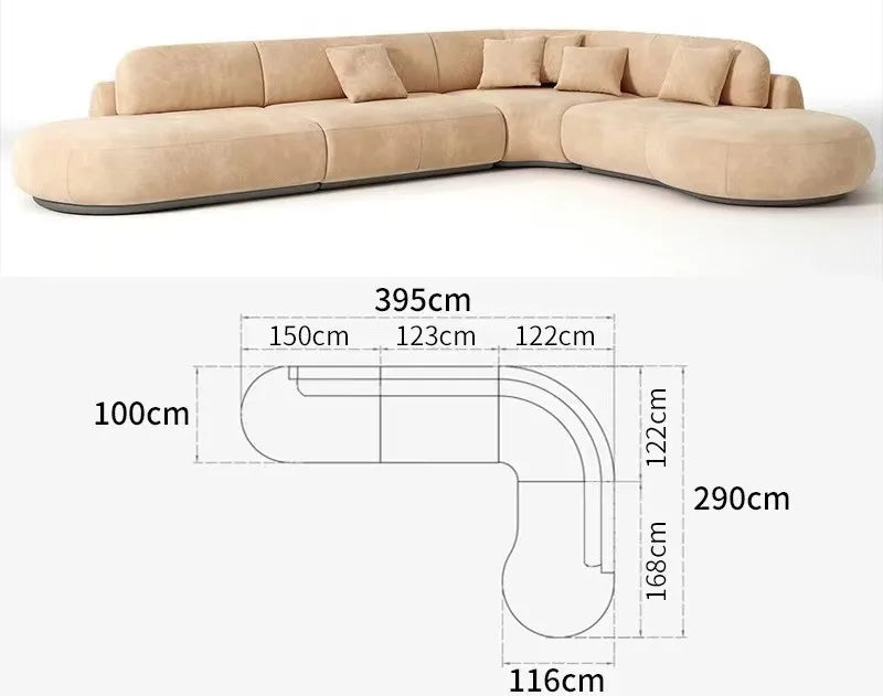 Italian U Shape Technology Fabric Sofa Online Celebrity Living Room Special Shaped Corner Combination Sofa Divano Furniture