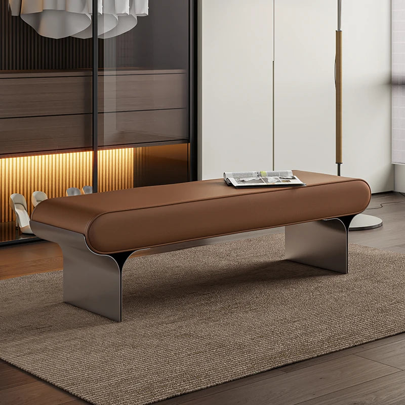 Leather Modern Bench Minimalist Upholstered Entryway Bench Stylish Living Room Bedroom Furniture for Home Decor