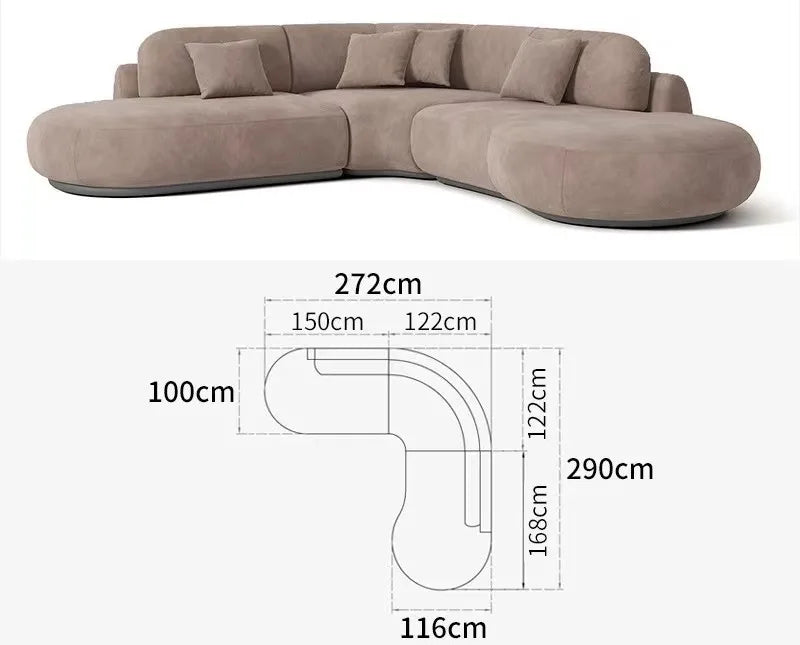 Italian U Shape Technology Fabric Sofa Online Celebrity Living Room Special Shaped Corner Combination Sofa Divano Furniture