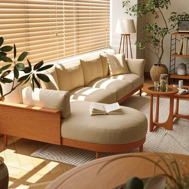 Fabric Designer Recliners Sofa Wood Nordic Sleeper Chaise Living Room Couch Lazy Corner Double Divano Sottovuoto Furniture