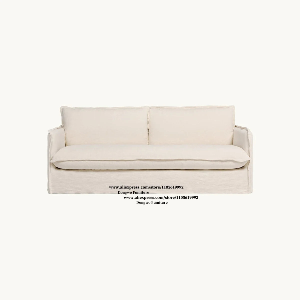 Wabi Sabi style linen fabric straight row sofa, removable washable and washable set, living room double triple seat floor sofa
