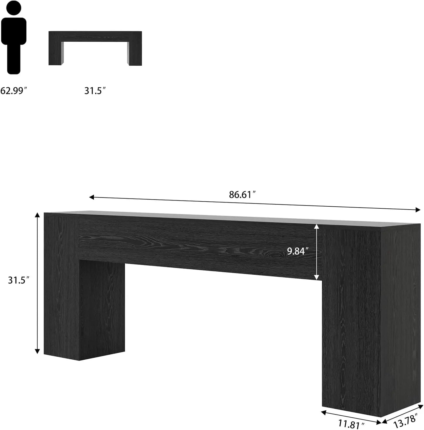 86 Inch Entryway Table for Living Room, Extra Long Sofa Console Table Behind Couch, Modern Wood Console Tables for Entryway, Apa