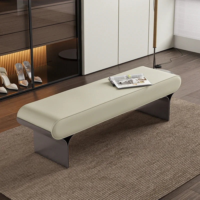Leather Modern Bench Minimalist Upholstered Entryway Bench Stylish Living Room Bedroom Furniture for Home Decor