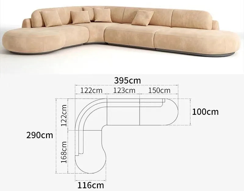 Italian U Shape Technology Fabric Sofa Online Celebrity Living Room Special Shaped Corner Combination Sofa Divano Furniture