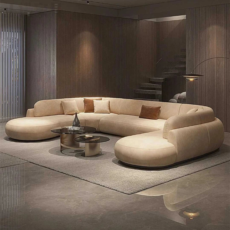Italian U Shape Technology Fabric Sofa Online Celebrity Living Room Special Shaped Corner Combination Sofa Divano Furniture