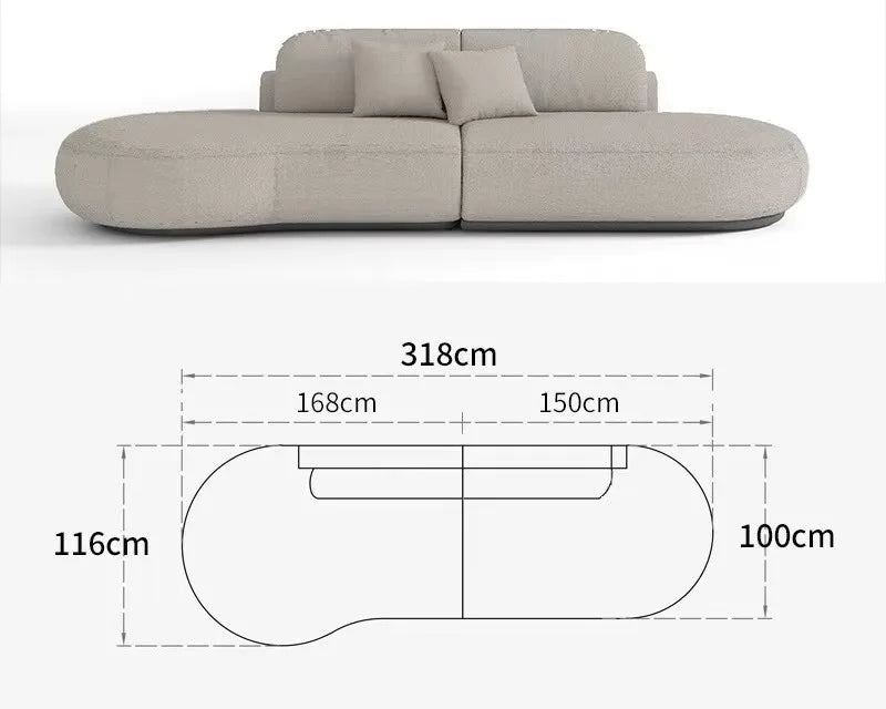 Italian U Shape Technology Fabric Sofa Online Celebrity Living Room Special Shaped Corner Combination Sofa Divano Furniture