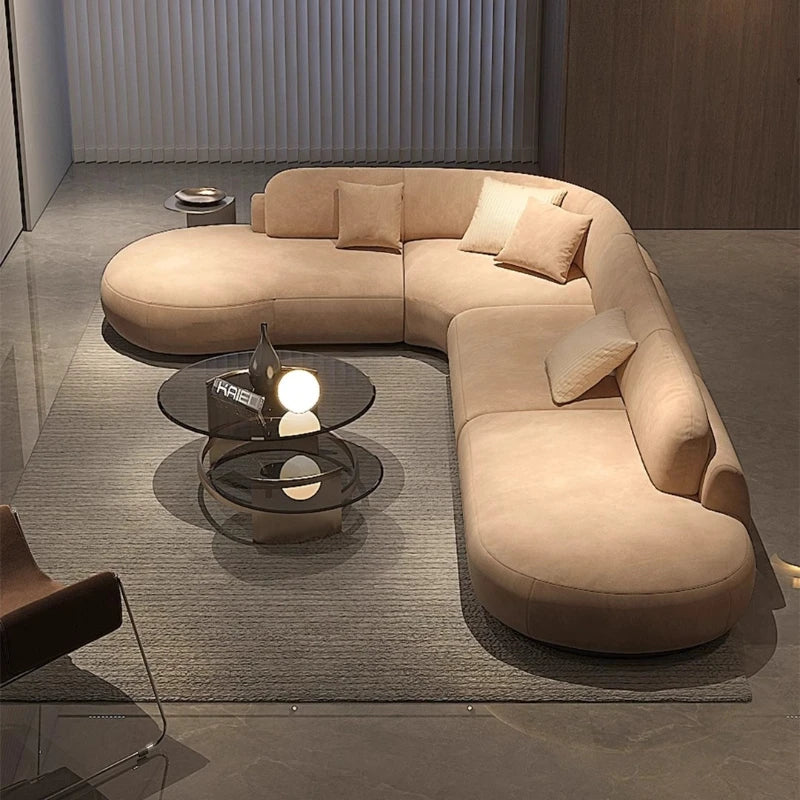 Italian U Shape Technology Fabric Sofa Online Celebrity Living Room Special Shaped Corner Combination Sofa Divano Furniture