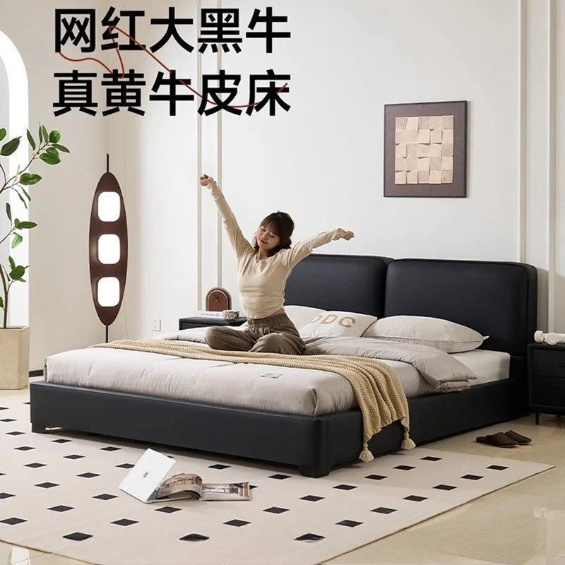Italian Minimalist Designer King-Size Bed Modern Simple Nordic Master Bedroom Double Beds Guesthouse Bedroom Furniture FYBB