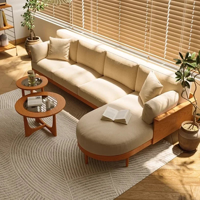 Fabric Designer Recliners Sofa Wood Nordic Sleeper Chaise Living Room Couch Lazy Corner Double Divano Sottovuoto Furniture