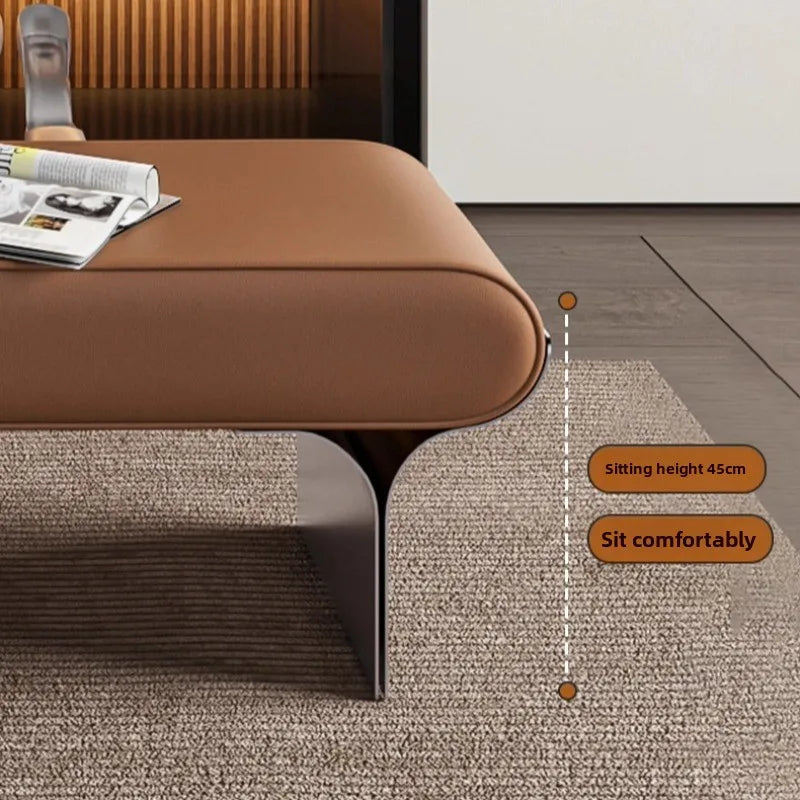 Leather Modern Bench Minimalist Upholstered Entryway Bench Stylish Living Room Bedroom Furniture for Home Decor